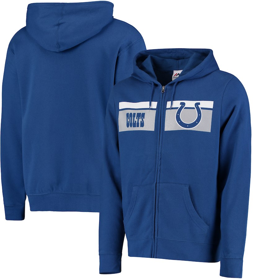 Men's Indianapolis Colts Royal Majestic Touchback Full-Zip NFL Hoodie
